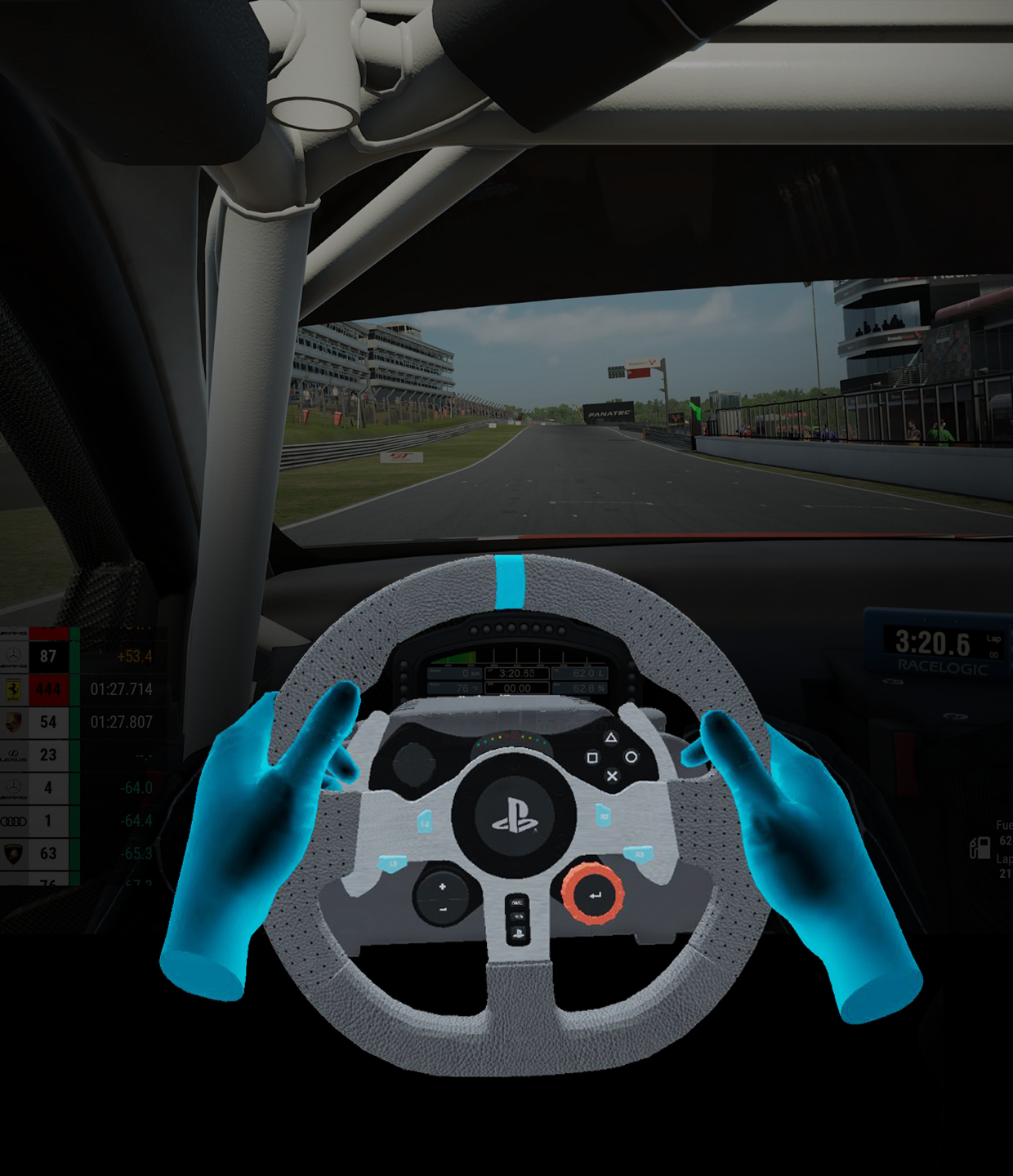 Racing wheel visualisation in VR